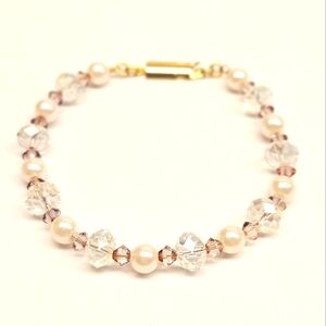 Handmade Crystal and Faux Pearl Beaded Bracelet